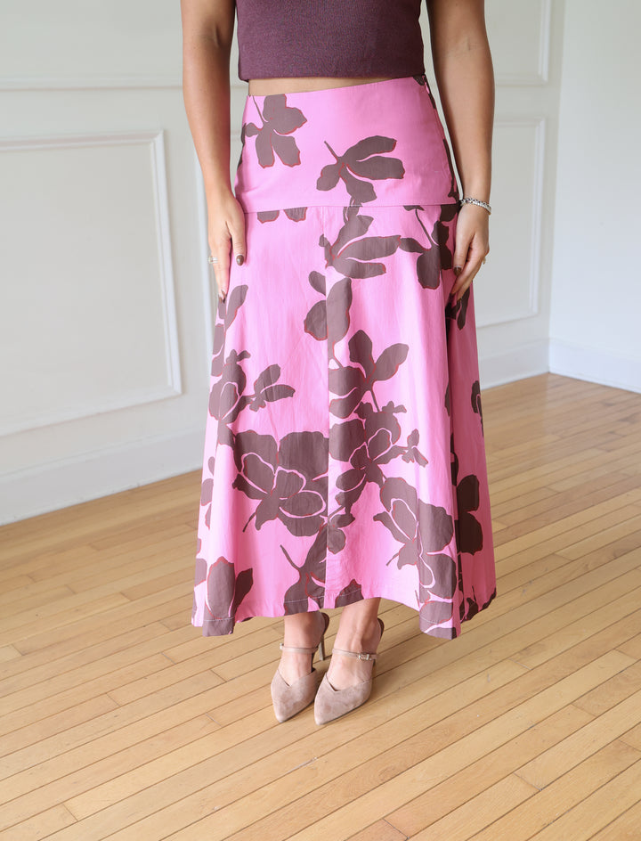Shyann Pink and Brown Maxi Skirt