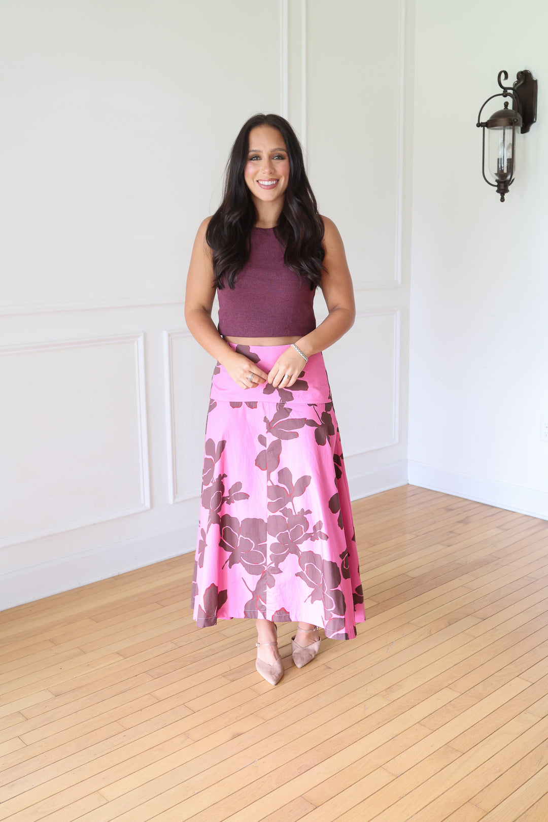 Shyann Pink and Brown Maxi Skirt