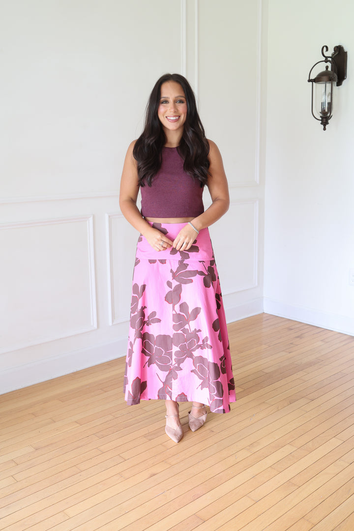 Shyann Pink and Brown Maxi Skirt