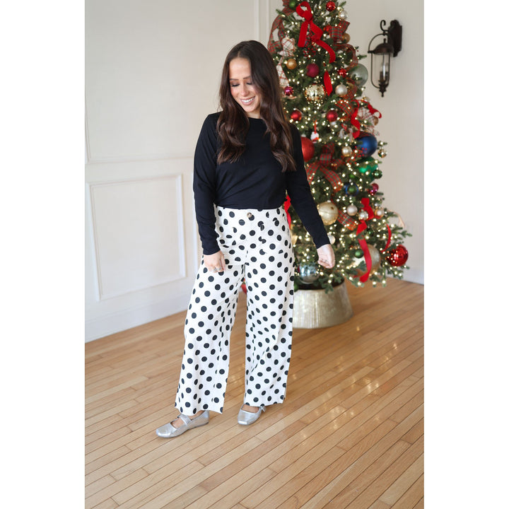 Spot on Linen Pants - Black