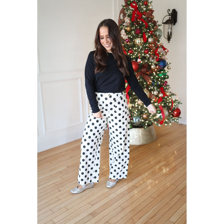 Spot on Linen Pants - Black