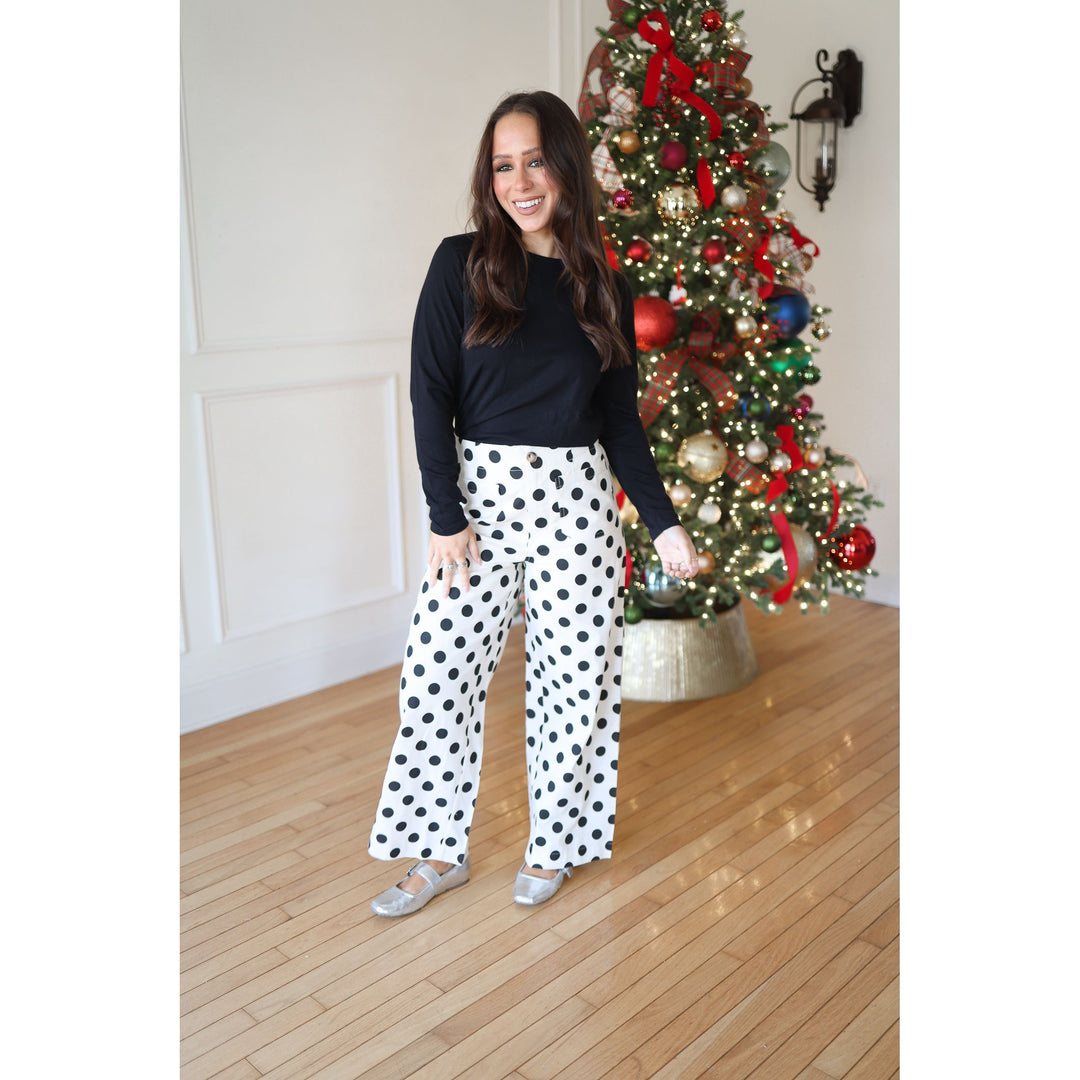 Spot on Linen Pants - Black