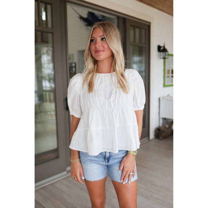 Sylvie Shirring Tiered Top