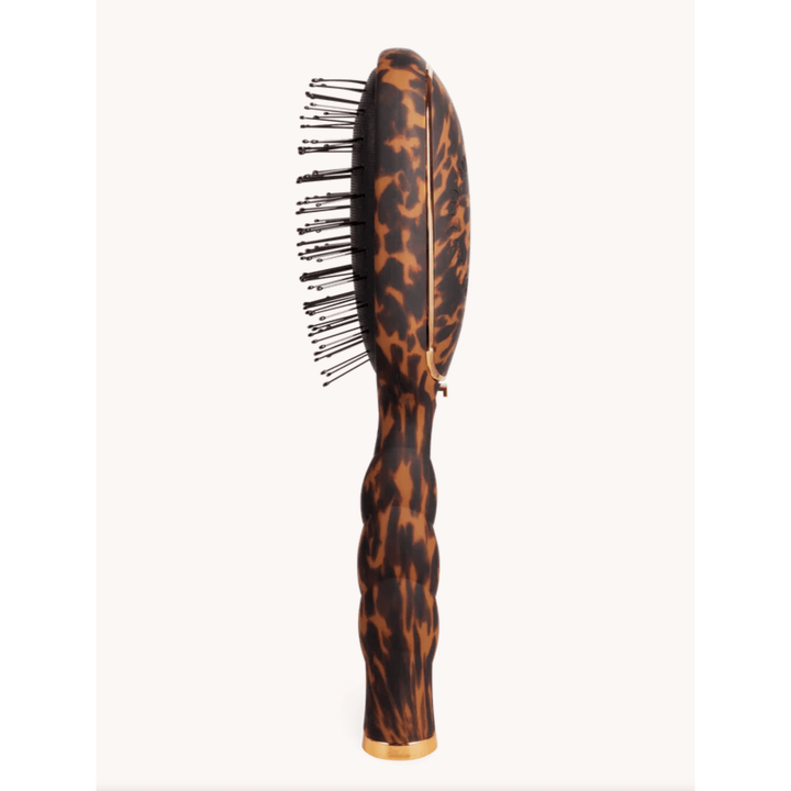 Hairbrush with tortoiseshell pattern on a white background