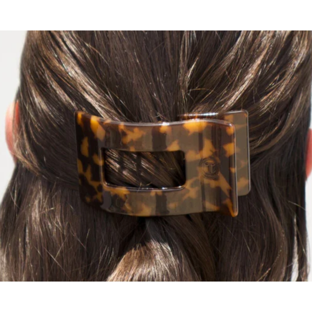 Teleties Tortoise Small Flat Rectangle Hair Clip