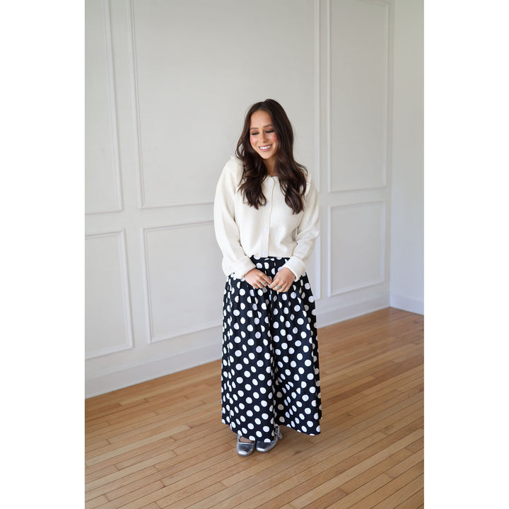 woman wearing polka dot skirt