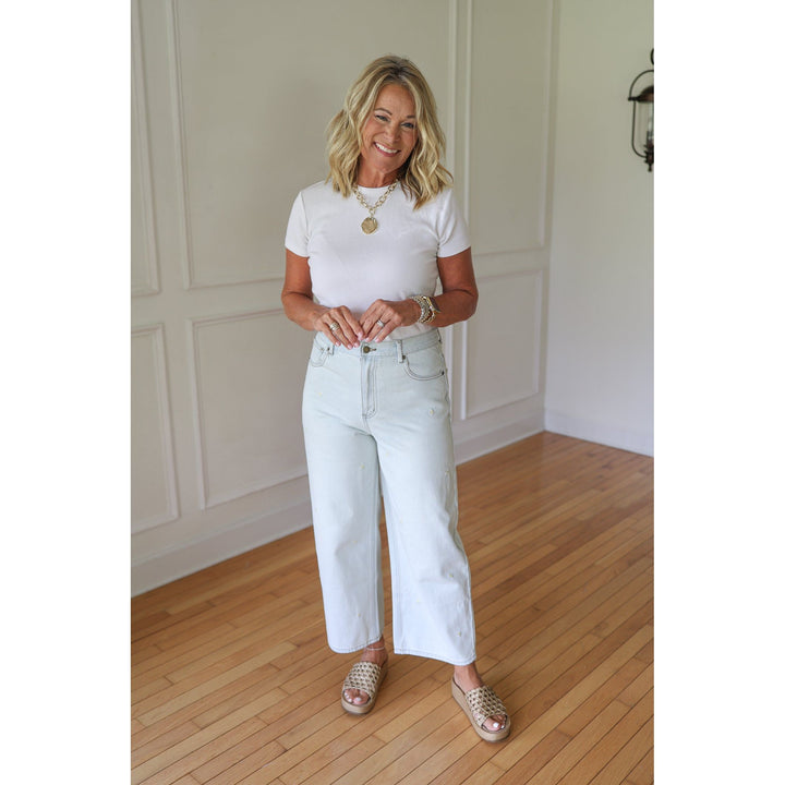 Flower embroidered jeans