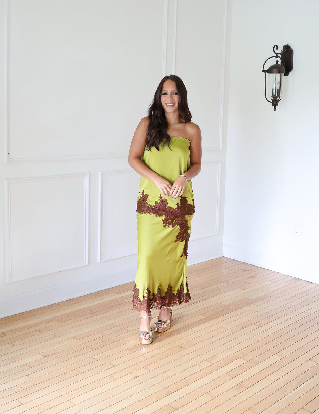 Chartreuse Sleeveless Top and Skirt