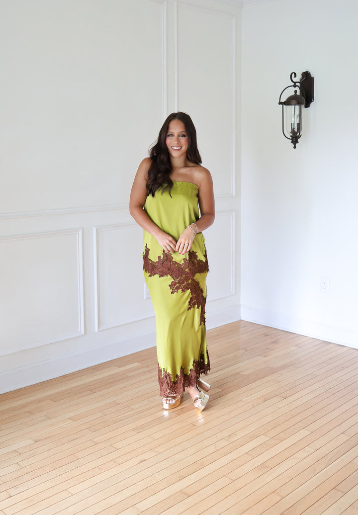 Chartreuse Sleeveless Top and Skirt