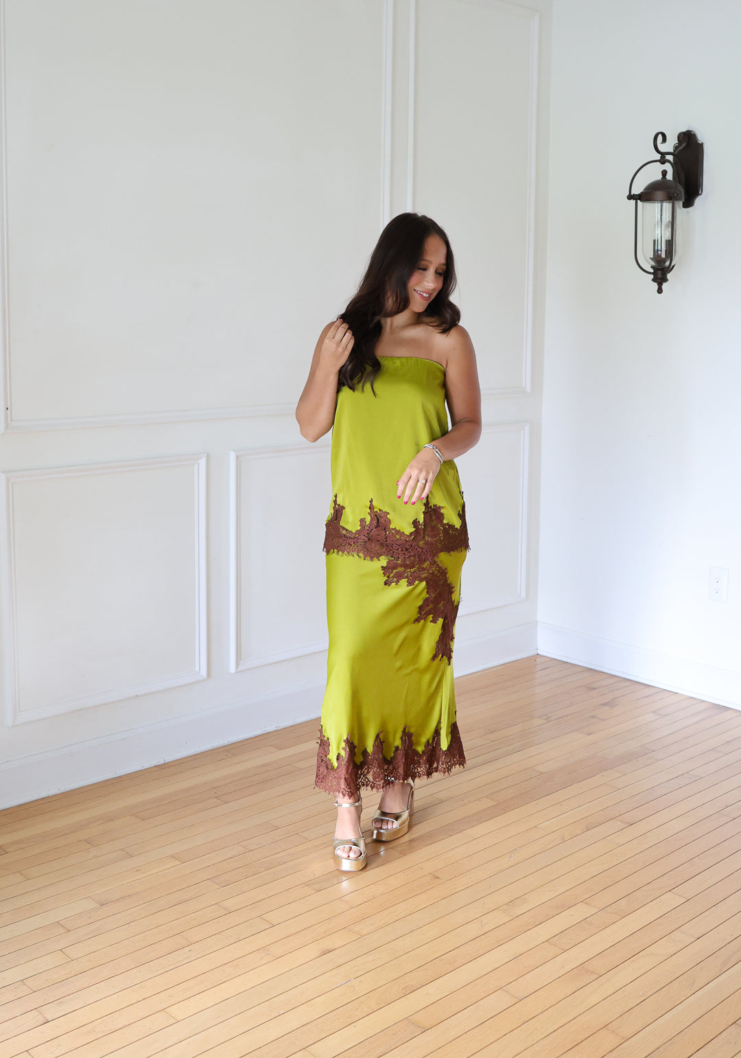 Chartreuse Sleeveless Top and Skirt