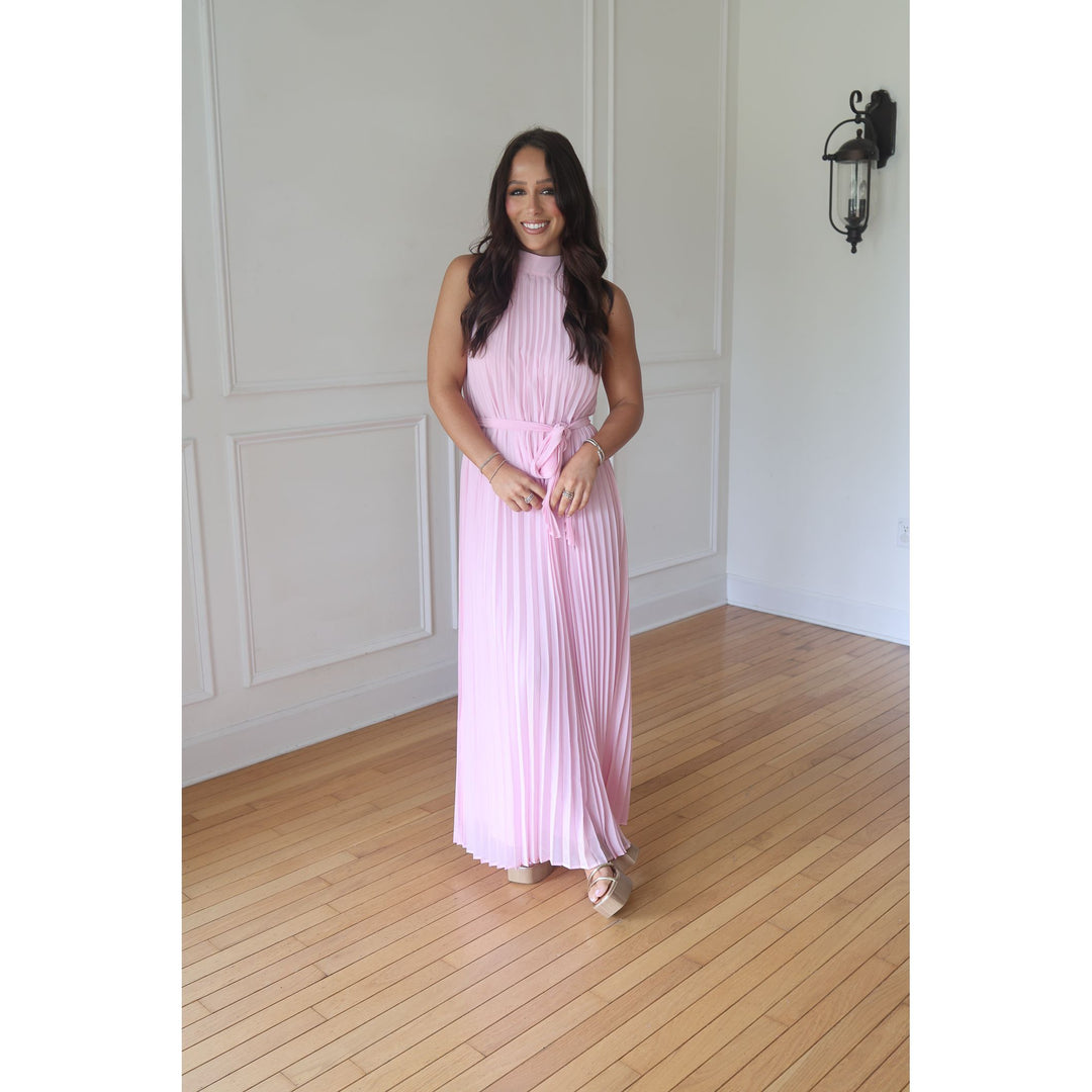 Tinsley Pink Pleated Maxi Dress