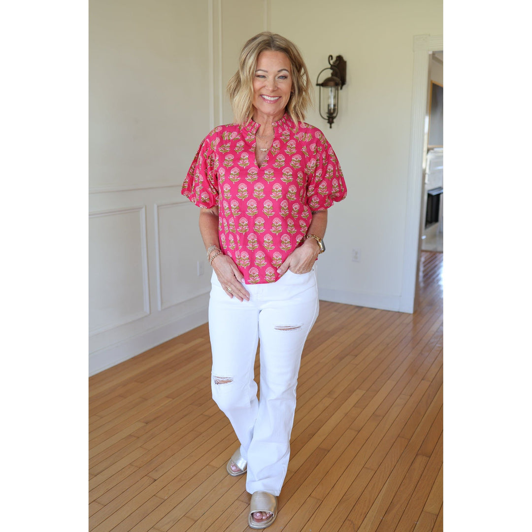 Tori Hot Pink Floral Top