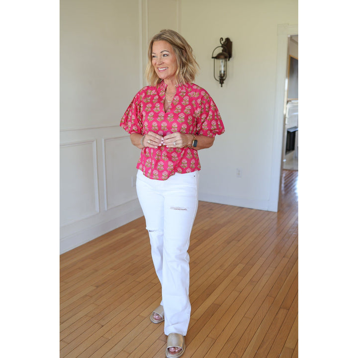 Tori Hot Pink Floral Top