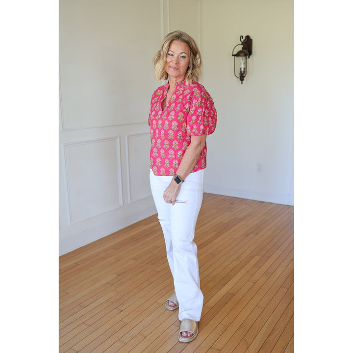 Tori Hot Pink Floral Top