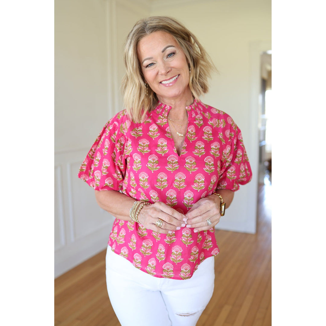 Tori Hot Pink Floral Top