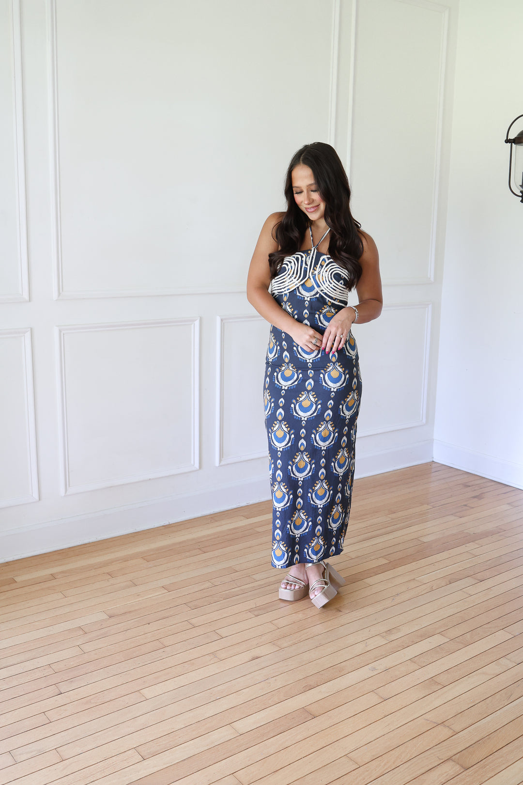 Tristan Navy Printed Maxi Dress