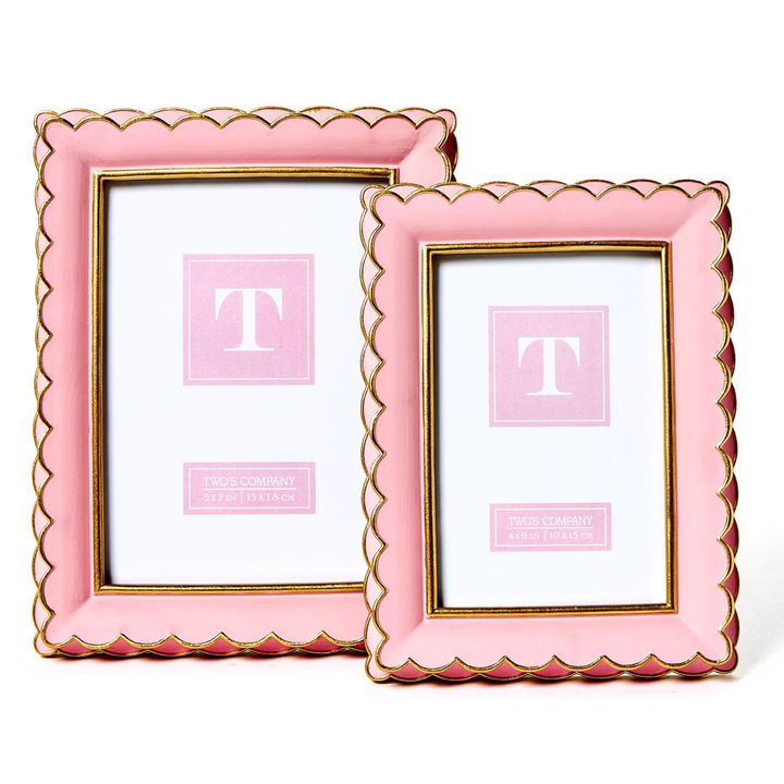 Two's Company Pink Scalloped Photo Frame