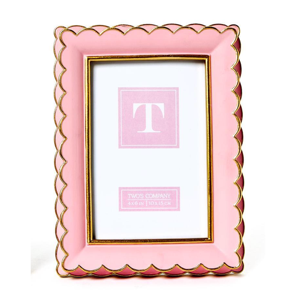 Pink picture frame with gold accents 