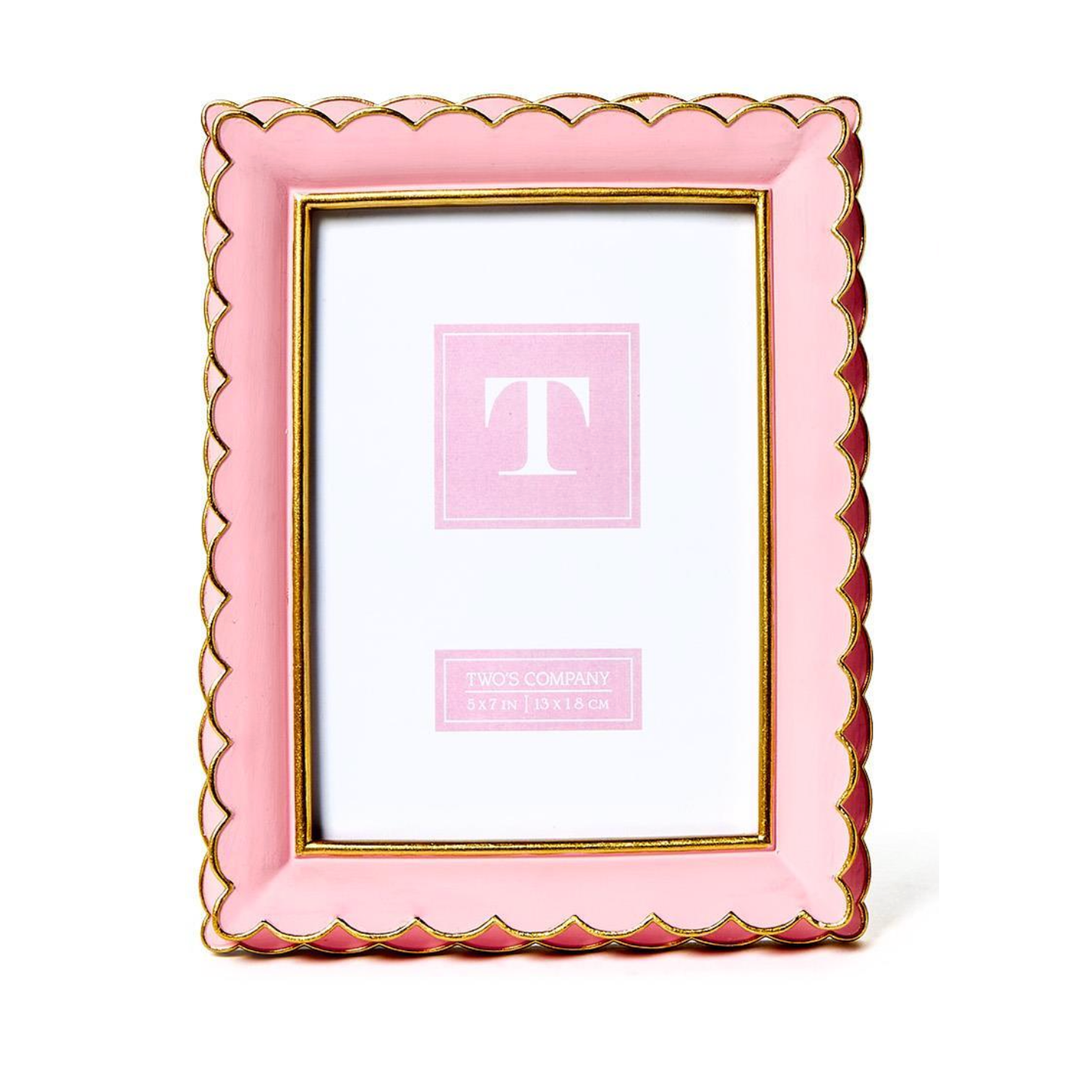 Pink picture frame with gold accents 