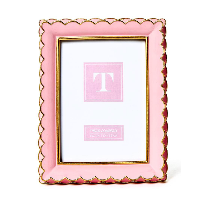 Pink picture frame with gold accents 