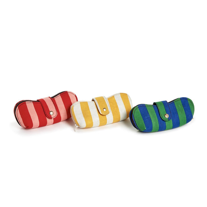 Blue and green striped sunglass holder