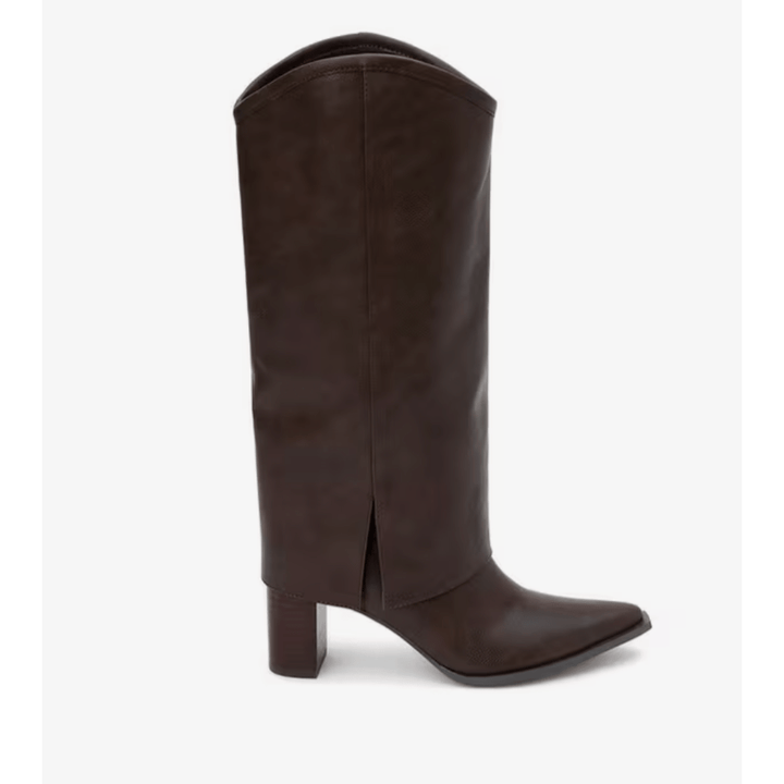 Brown leather knee-high boot 