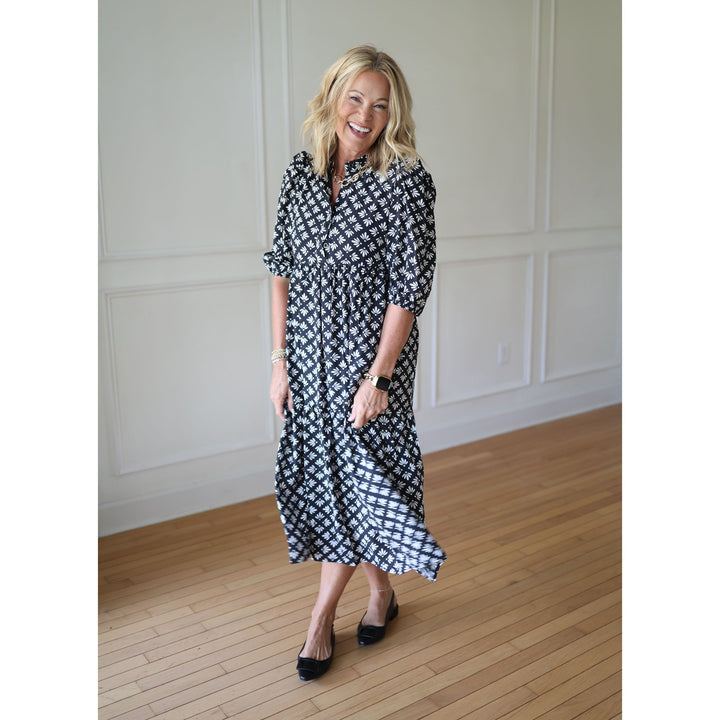 women's black and white dress