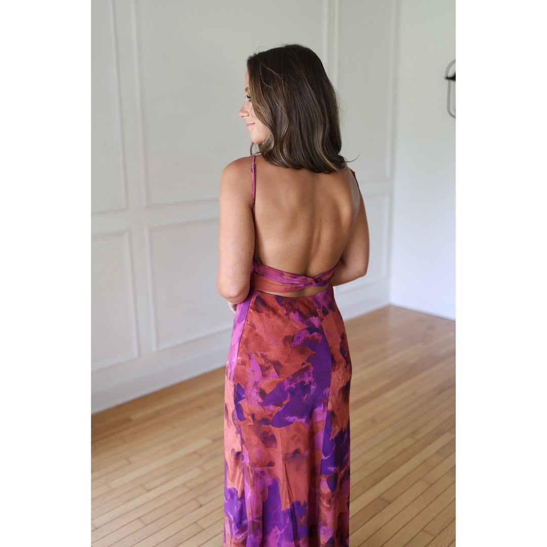 Woman wearing a colorful dress 